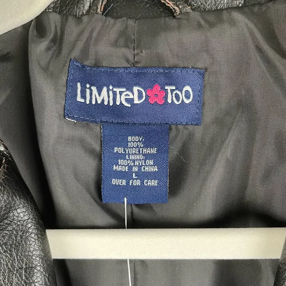 y2k 00s Limited Too Dark Brown Vegan Leather Blazer Jacket Size L Deadstock NWT